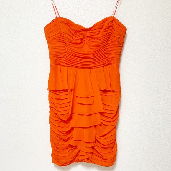 Jill Stewart | Strapless Ruched Silk Chiffon Dress - Picture 2 of 6